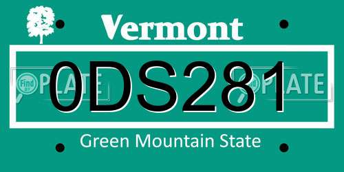 0DS281 Vermont License Plate