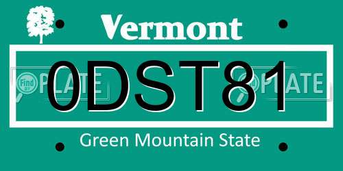 0DST81 Vermont License Plate