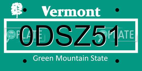 0DSZ51 Vermont License Plate