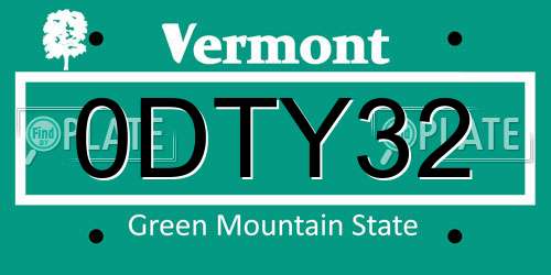 0DTY32 Vermont License Plate