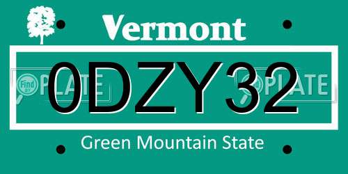 0DZY32 Vermont License Plate