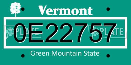 0E22757 Vermont License Plate