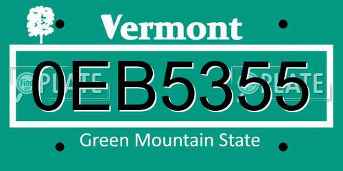 0EB5355 Vermont License Plate