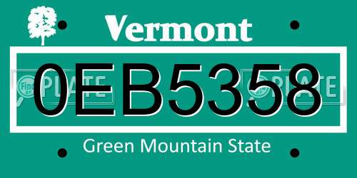 0EB5358 Vermont License Plate