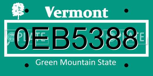 0EB5388 Vermont License Plate