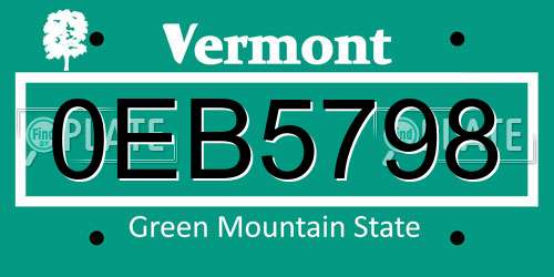0EB5798 Vermont License Plate