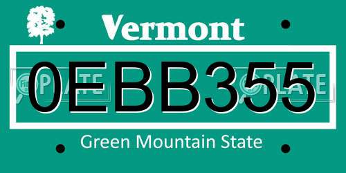 0EBB355 Vermont License Plate