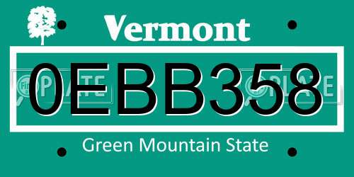 0EBB358 Vermont License Plate