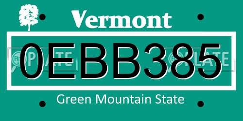 0EBB385 Vermont License Plate