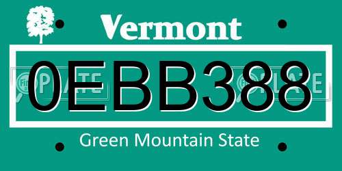 0EBB388 Vermont License Plate