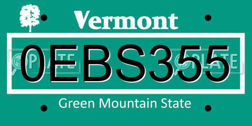 0EBS355 Vermont License Plate