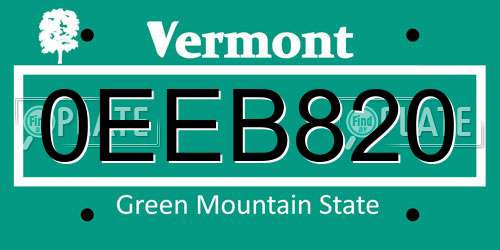 0EEB820 Vermont License Plate