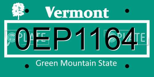 0EP1164 Vermont License Plate