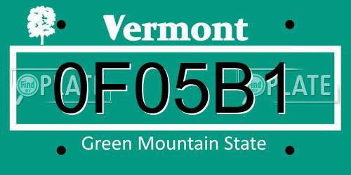 0F05B1 Vermont License Plate