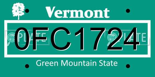 0FC1724 Vermont License Plate