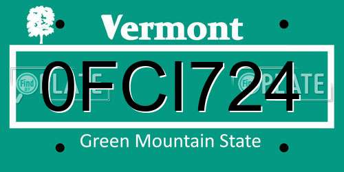 0FCI724 Vermont License Plate