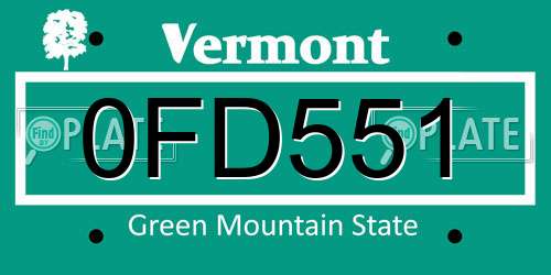 0FD551 Vermont License Plate