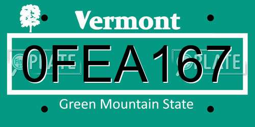 0FEA167 Vermont License Plate