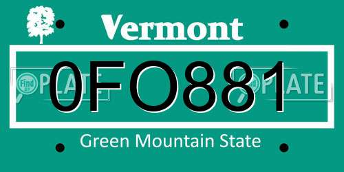 0FO881 Vermont License Plate