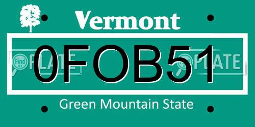 0FOB51 Vermont License Plate