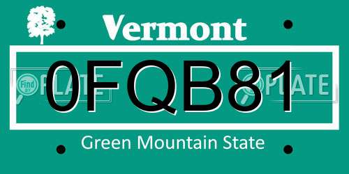 0FQB81 Vermont License Plate