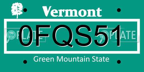 0FQS51 Vermont License Plate