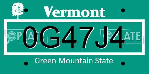 0G47J4 Vermont License Plate