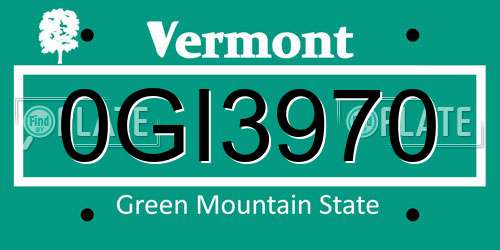 0GI3970 Vermont License Plate