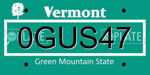 0GUS47 Vermont License Plate