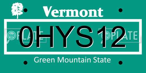 0HYS12 Vermont License Plate