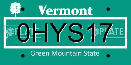 0HYS17 Vermont License Plate