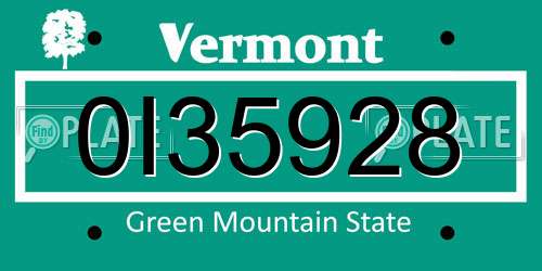 0I35928 Vermont License Plate