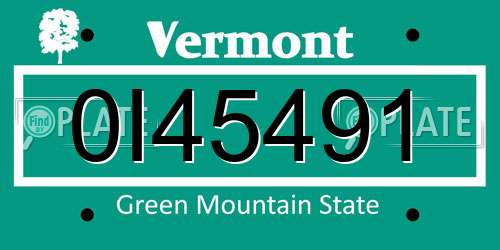 0I45491 Vermont License Plate