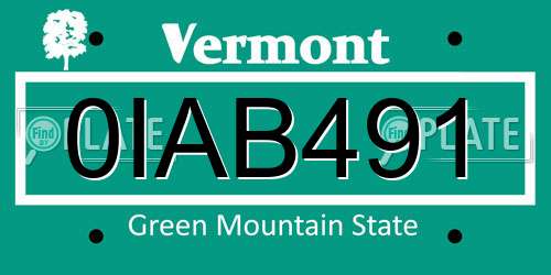 0IAB491 Vermont License Plate