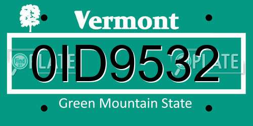 0ID9532 Vermont License Plate