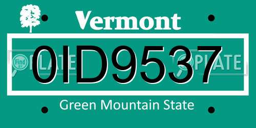 0ID9537 Vermont License Plate