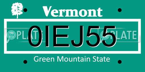0IEJ55 Vermont License Plate