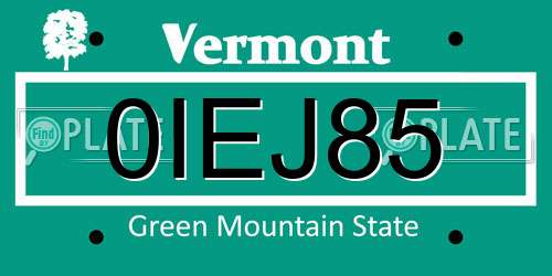 0IEJ85 Vermont License Plate