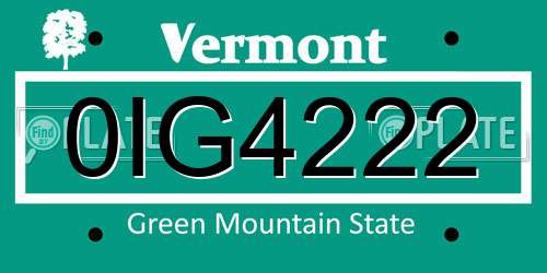 0IG4222 Vermont License Plate