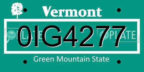 0IG4277 Vermont License Plate