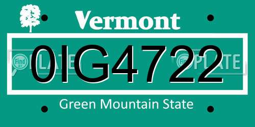 0IG4722 Vermont License Plate
