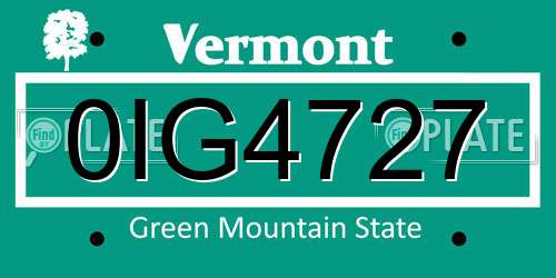 0IG4727 Vermont License Plate