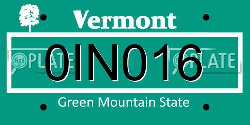 0IN016 Vermont License Plate