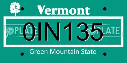 0IN135 Vermont License Plate