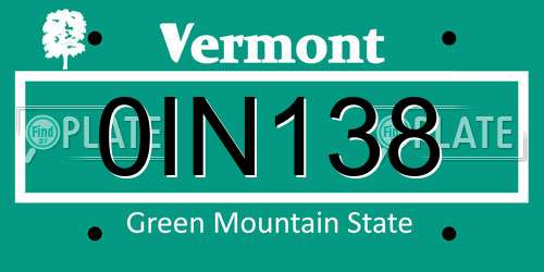 0IN138 Vermont License Plate