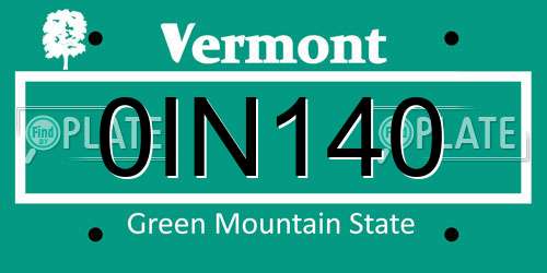 0IN140 Vermont License Plate