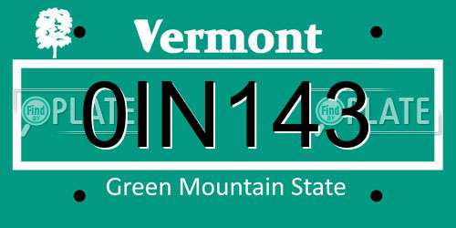 0IN143 Vermont License Plate