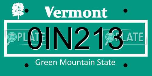 0IN213 Vermont License Plate
