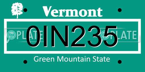 0IN235 Vermont License Plate