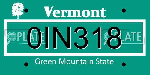 0IN318 Vermont License Plate